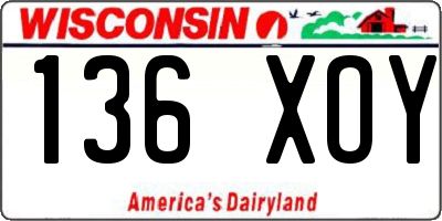 WI license plate 136XOY