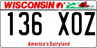 WI license plate 136XOZ