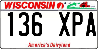 WI license plate 136XPA