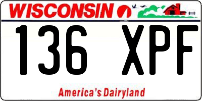 WI license plate 136XPF