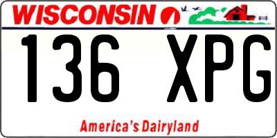 WI license plate 136XPG