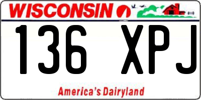 WI license plate 136XPJ