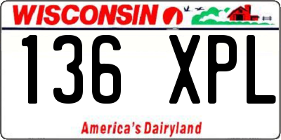 WI license plate 136XPL