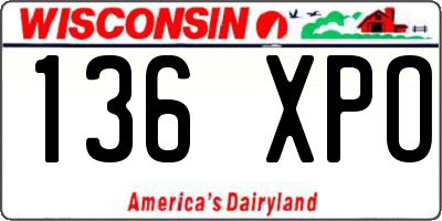 WI license plate 136XPO