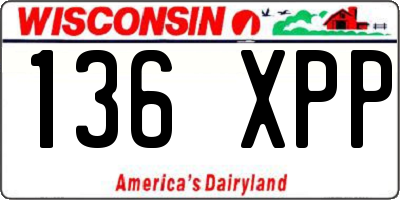 WI license plate 136XPP