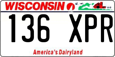 WI license plate 136XPR