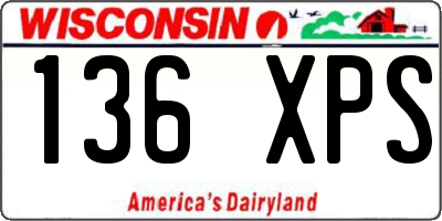 WI license plate 136XPS