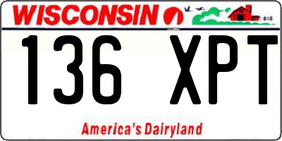 WI license plate 136XPT