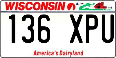 WI license plate 136XPU