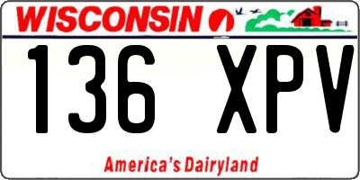 WI license plate 136XPV