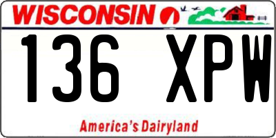 WI license plate 136XPW