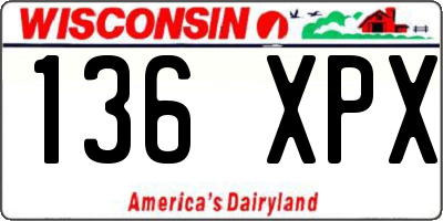 WI license plate 136XPX