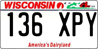 WI license plate 136XPY