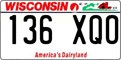 WI license plate 136XQO