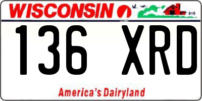 WI license plate 136XRD
