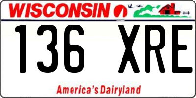 WI license plate 136XRE