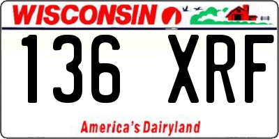 WI license plate 136XRF