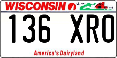WI license plate 136XRO
