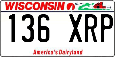 WI license plate 136XRP