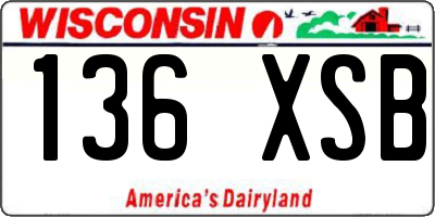 WI license plate 136XSB