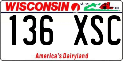 WI license plate 136XSC