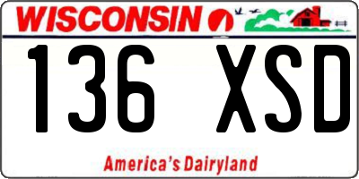 WI license plate 136XSD