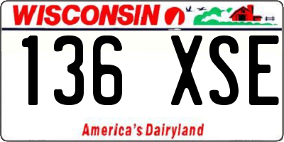 WI license plate 136XSE