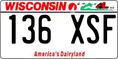 WI license plate 136XSF
