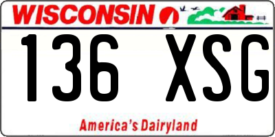 WI license plate 136XSG