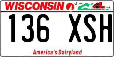 WI license plate 136XSH