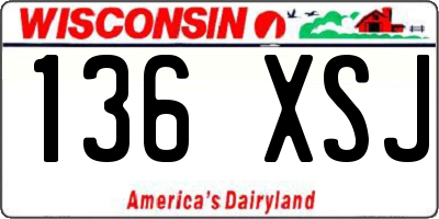 WI license plate 136XSJ