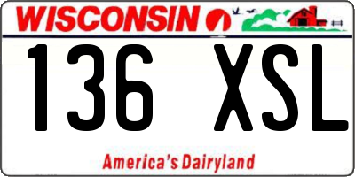WI license plate 136XSL
