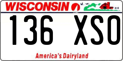WI license plate 136XSO