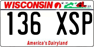 WI license plate 136XSP