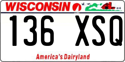 WI license plate 136XSQ