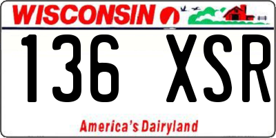 WI license plate 136XSR