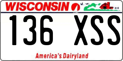 WI license plate 136XSS