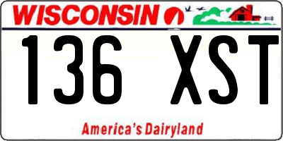 WI license plate 136XST