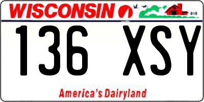 WI license plate 136XSY