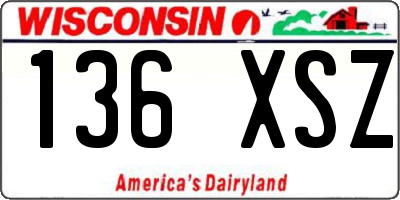 WI license plate 136XSZ