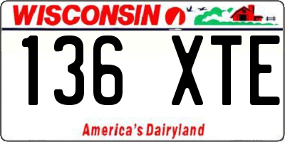 WI license plate 136XTE