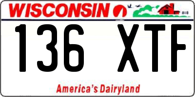 WI license plate 136XTF