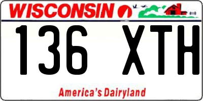 WI license plate 136XTH