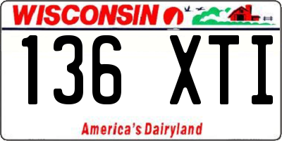 WI license plate 136XTI