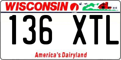 WI license plate 136XTL