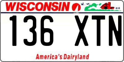 WI license plate 136XTN