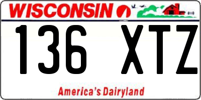 WI license plate 136XTZ