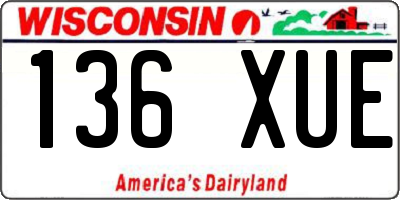WI license plate 136XUE