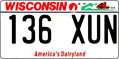 WI license plate 136XUN