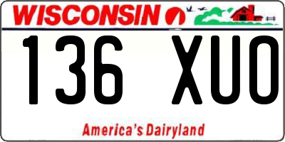 WI license plate 136XUO